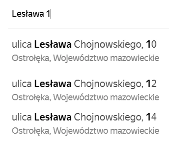 Автозаполнение адресов Польши